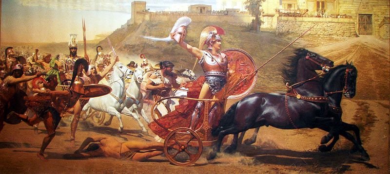 Achilles Truva Savaşında Hektoru sürüklerken.