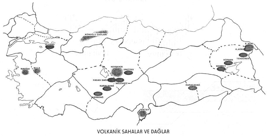 Türkiye volkanik dağları haritası 