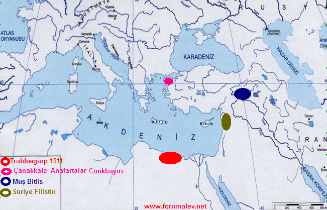 Atatürk'ün savaştığı cepheler haritası