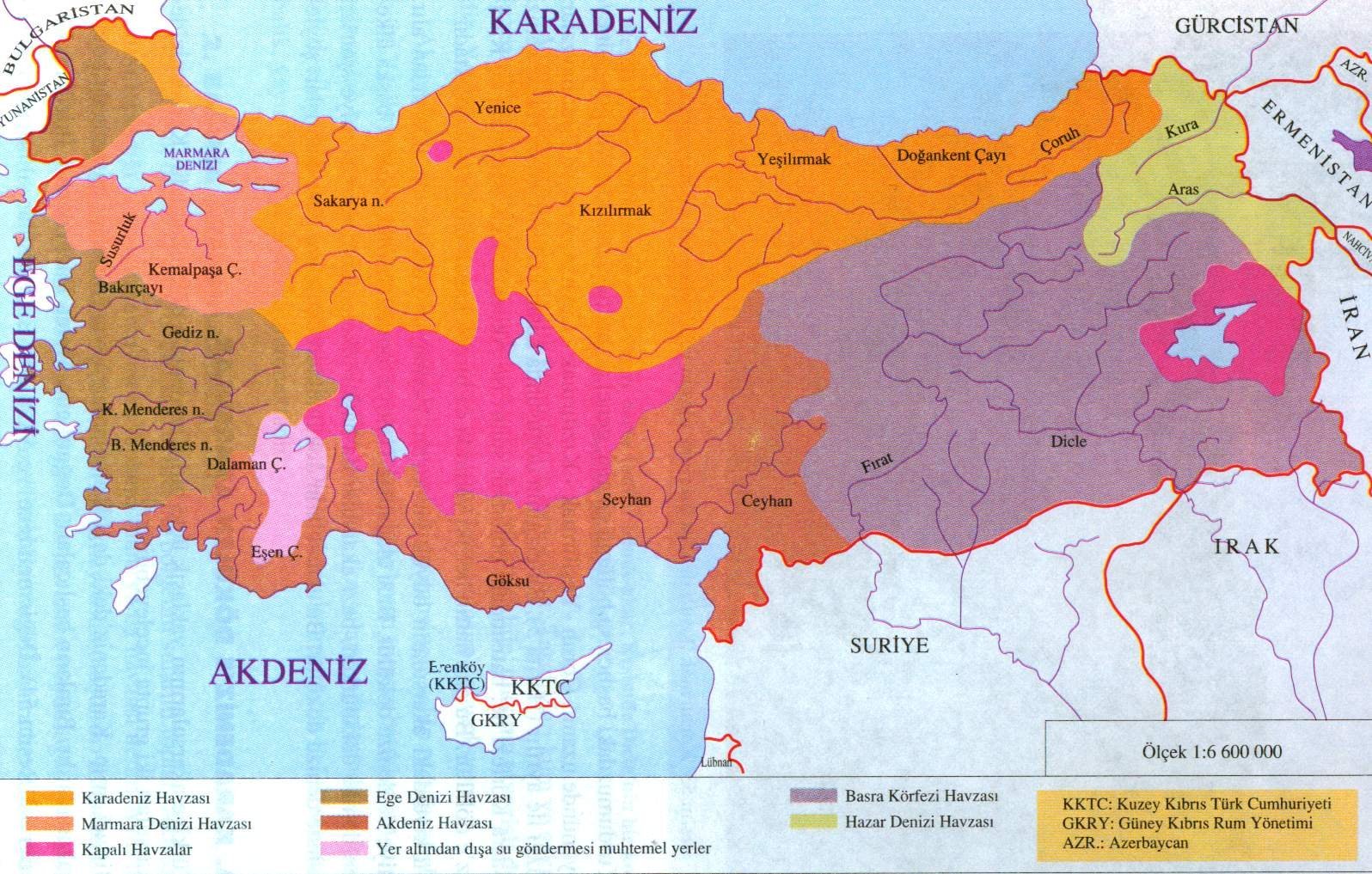 Türkiyenin Akarsu Havzaları Haritası