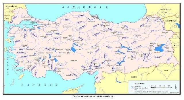 Karadenize Dökülen Akarsular Haritası