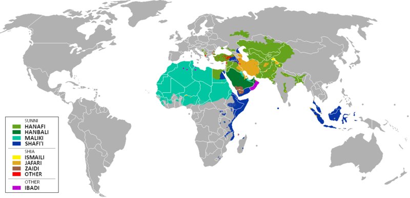 Sünni mezheplerinin yayıldığı bölgeler